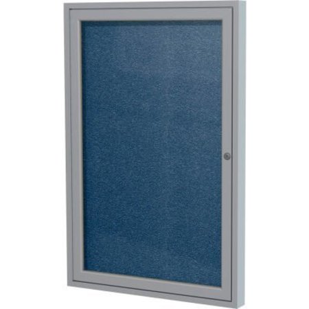 Ghent Enclosed Bulletin Board, Outdoor, 1 Door, 18""W x 24""H, Navy Vinyl/Silver Frame -  GHENT MANUFACTURING